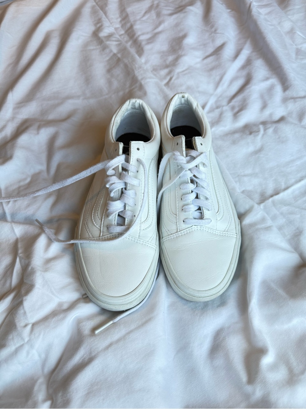 Vans White Low Top Leather Sneakers